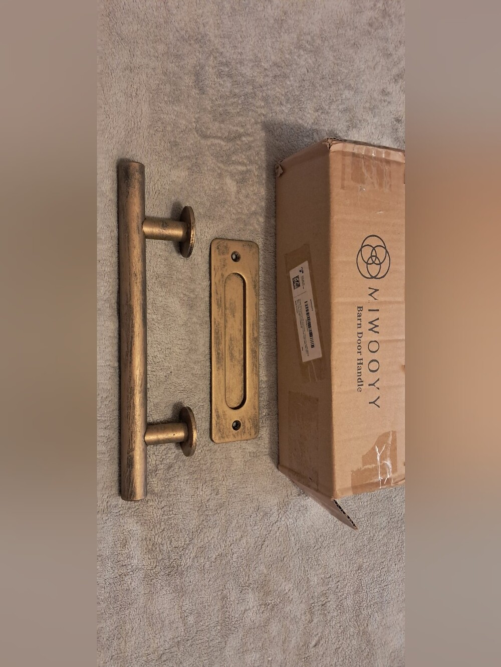 12in Barn Door Pull Handle Set Antique Brass Gold Metal for Sliding Door
